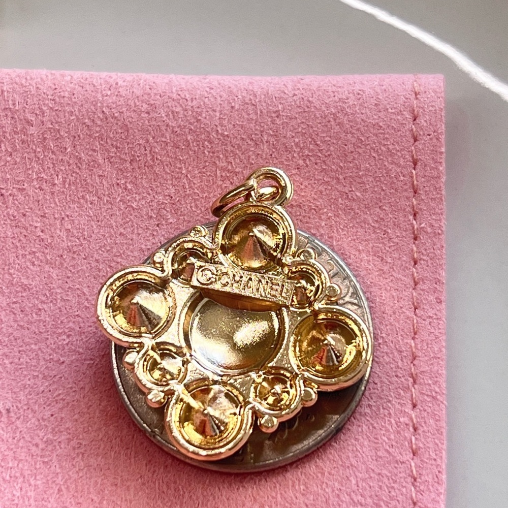 Chanel Gold and Green Rhinestone Charm - Picture 5 of 5